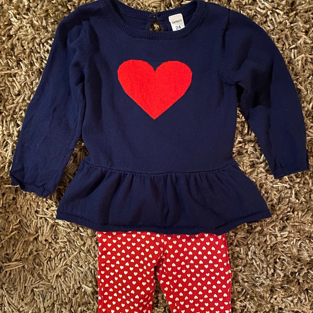 Girls Heart Sweater and Leggings 24 mo